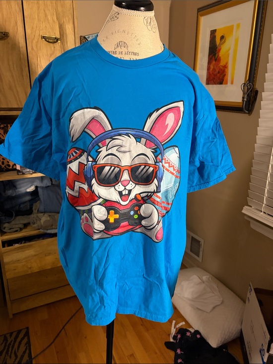 Port and Company Other - Easter Bunny Gamer Graphic Tee - Blue - XL